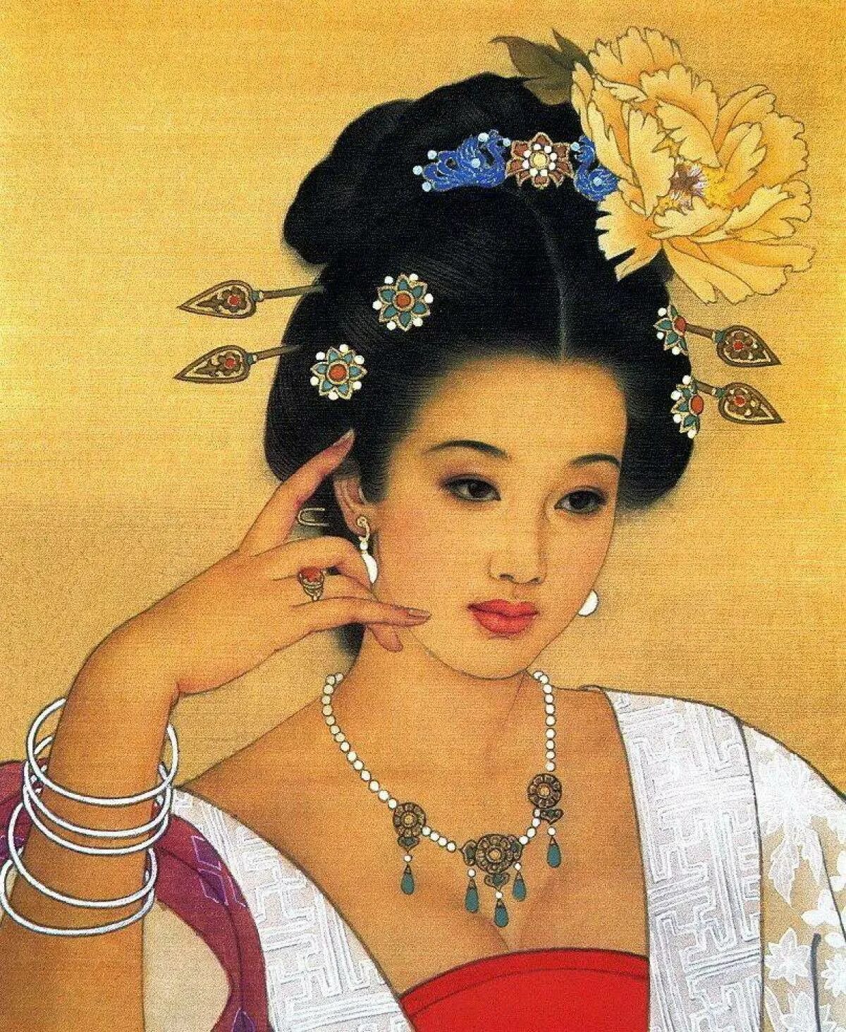 Девушки древнего китая. Чжао Гоцзин. Китайский художник Zhao Guojing. Художник Чжао Гоцзин и его ученица Ван Мэйфан. Чжан Мэйфан.