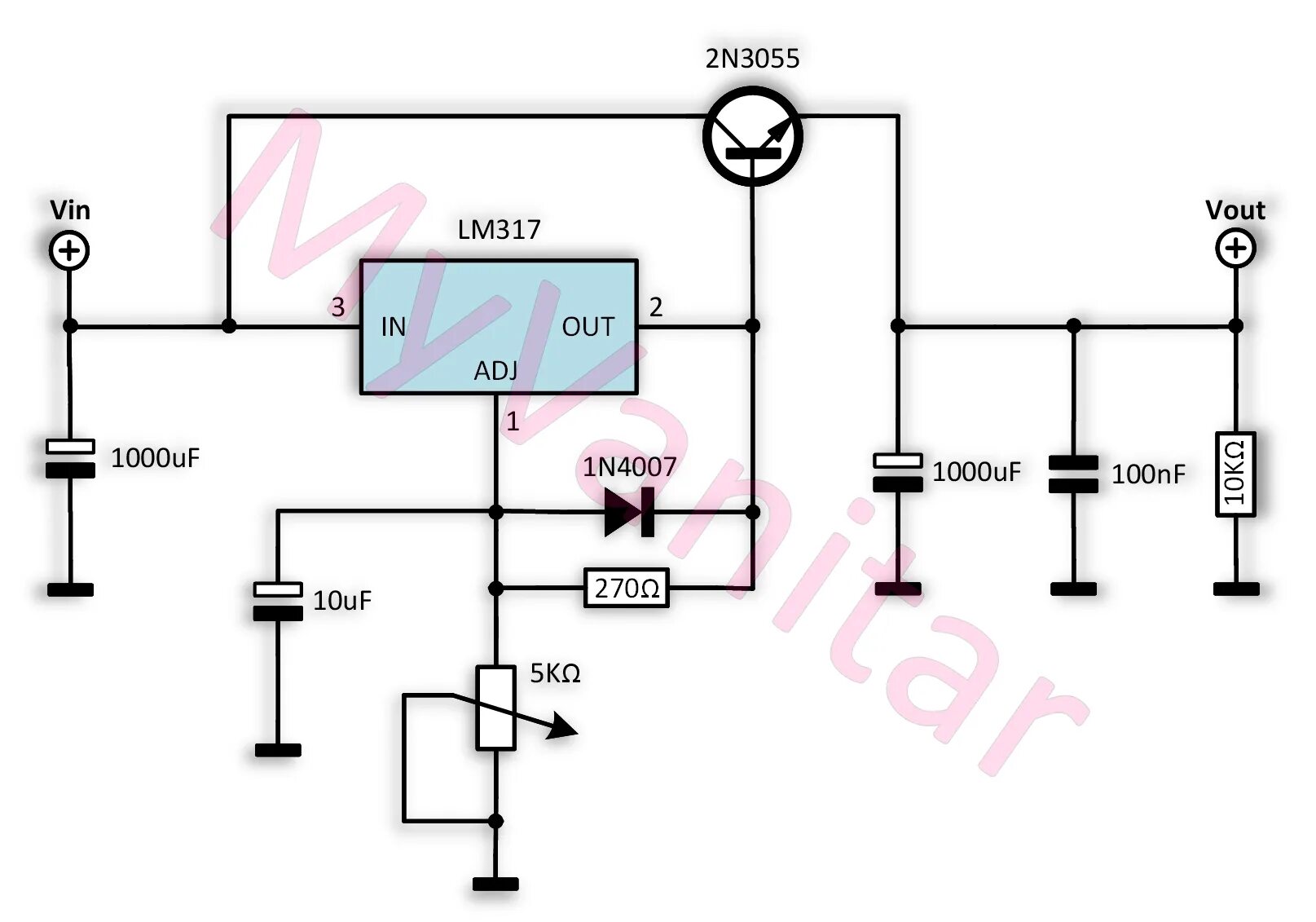 Регулируемый блок питания на lm317. Стабилизатор напряжения на lm317 и n3055. блок питания на 2n3055 lm317. регулятор тока на lm317 и 3055 схема. регулируемый блок питания на lm317 и 2n6059.