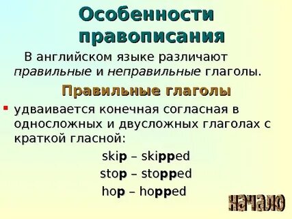 Особенности правописание