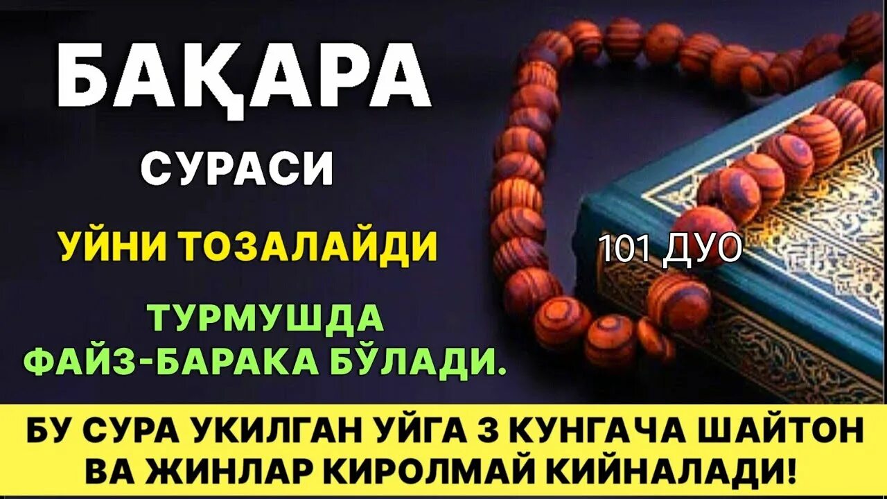 Бақара сураси. Бакара сураси 101 дуо. Файз Барака сураси. Барака келтрувчи суралар.