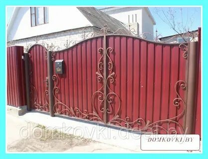 Ворота с профлиста с ковкой