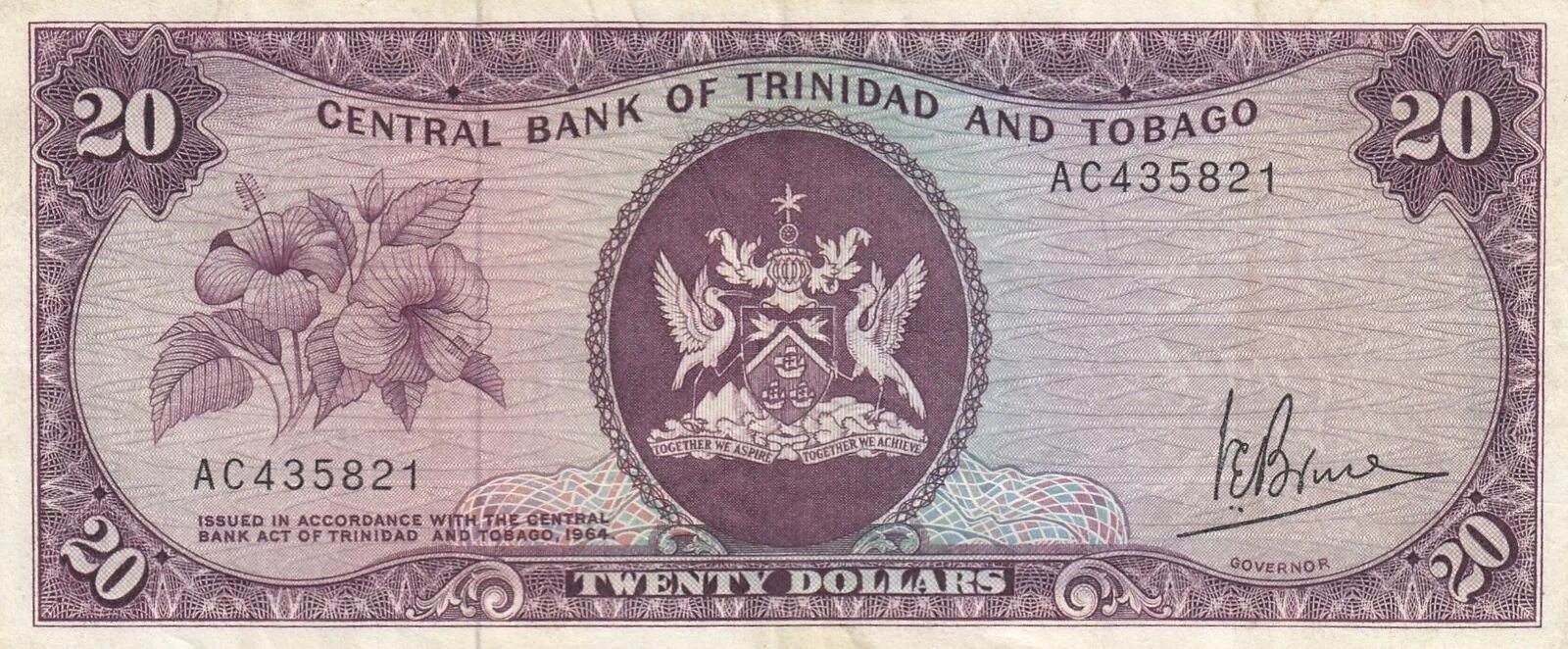 20 Долларов Тринидад и Тобаго 1964. 100 Долларов Тринидад и Тобаго 1964. Central Bank of Trinidad and Tobago. 20 Долларов Тринидад и Тобаго.
