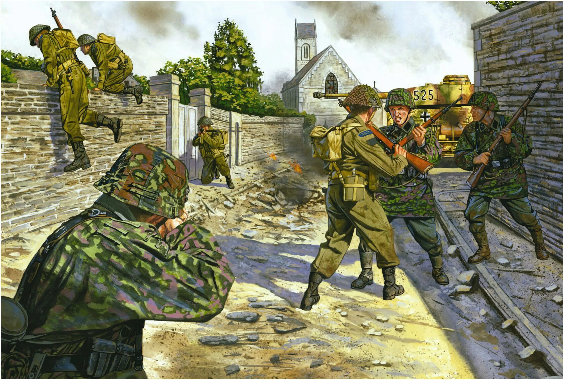 Немцы Нормандия 1944 арт. Фольксштурм солдаты ВМВ арт. Вермахт против сс