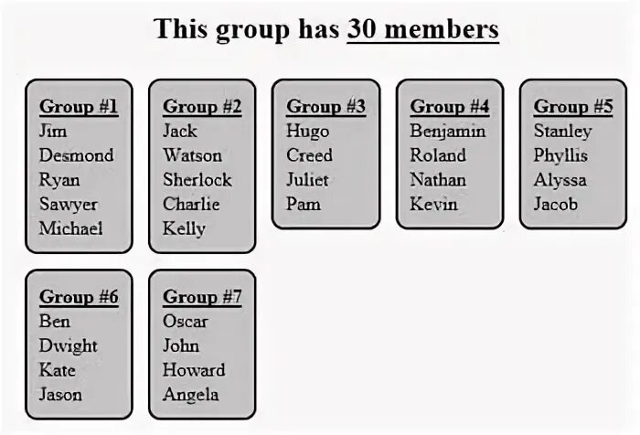 Random grouping