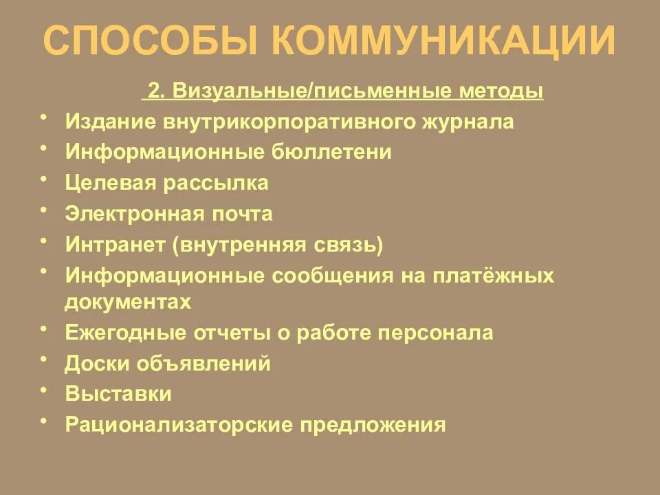 Основные методы общения