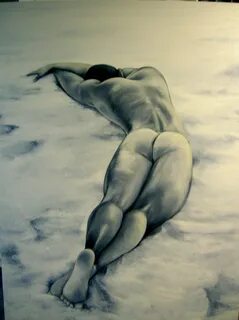 hombre en la arena, desnudo masculino, oleo sobre tela Pinturas, Telas, Des...