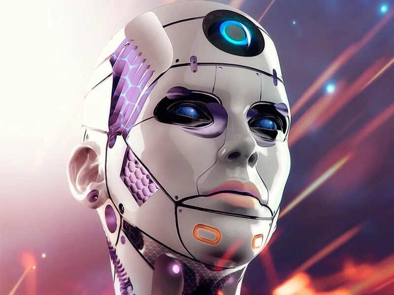 Робот фломастерами. Киберпанковский искин. искин cyberpunk. голова робота. киборг.