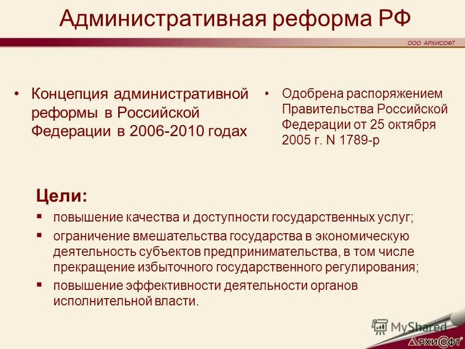 Этапы административной реформы