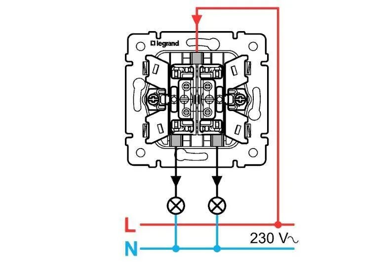 Схема подключения выключателя Легранд. Переключатель Легран Валена с подсветкой схема подключения. Переключатель Легран двухклавишный схема. Схема подключения выключателя Легран. Как подключить выключатель legrand