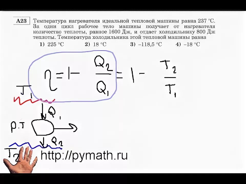 Вычислите температуру нагревателя идеальной