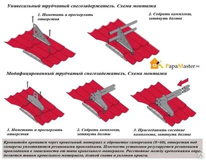 Как крепить снегозадержатели на металлочерепицу на крышу