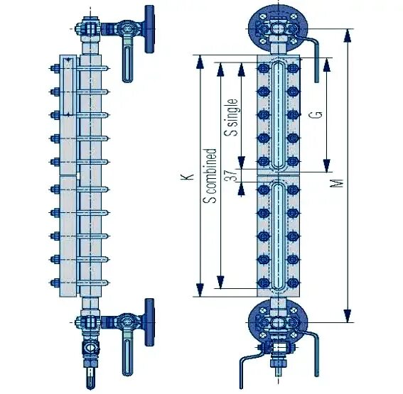 Reflex Level Gauge. Указатель уровня Level Gauge Klinger r100 d VII, DN 20 PN 40 geb., FS/H, M 400 S 258. Bicolor Type Level Gauge. Oil Gauge Group w43012460. Local level