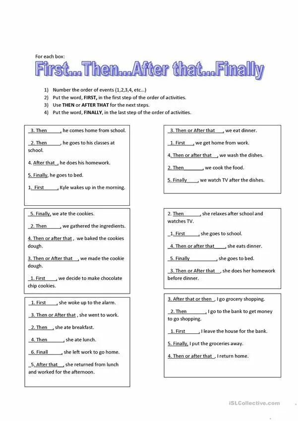 First then finally. First then after that finally Worksheets. First next then after that finally правило. First after after that then Worksheets. First then after that finally.