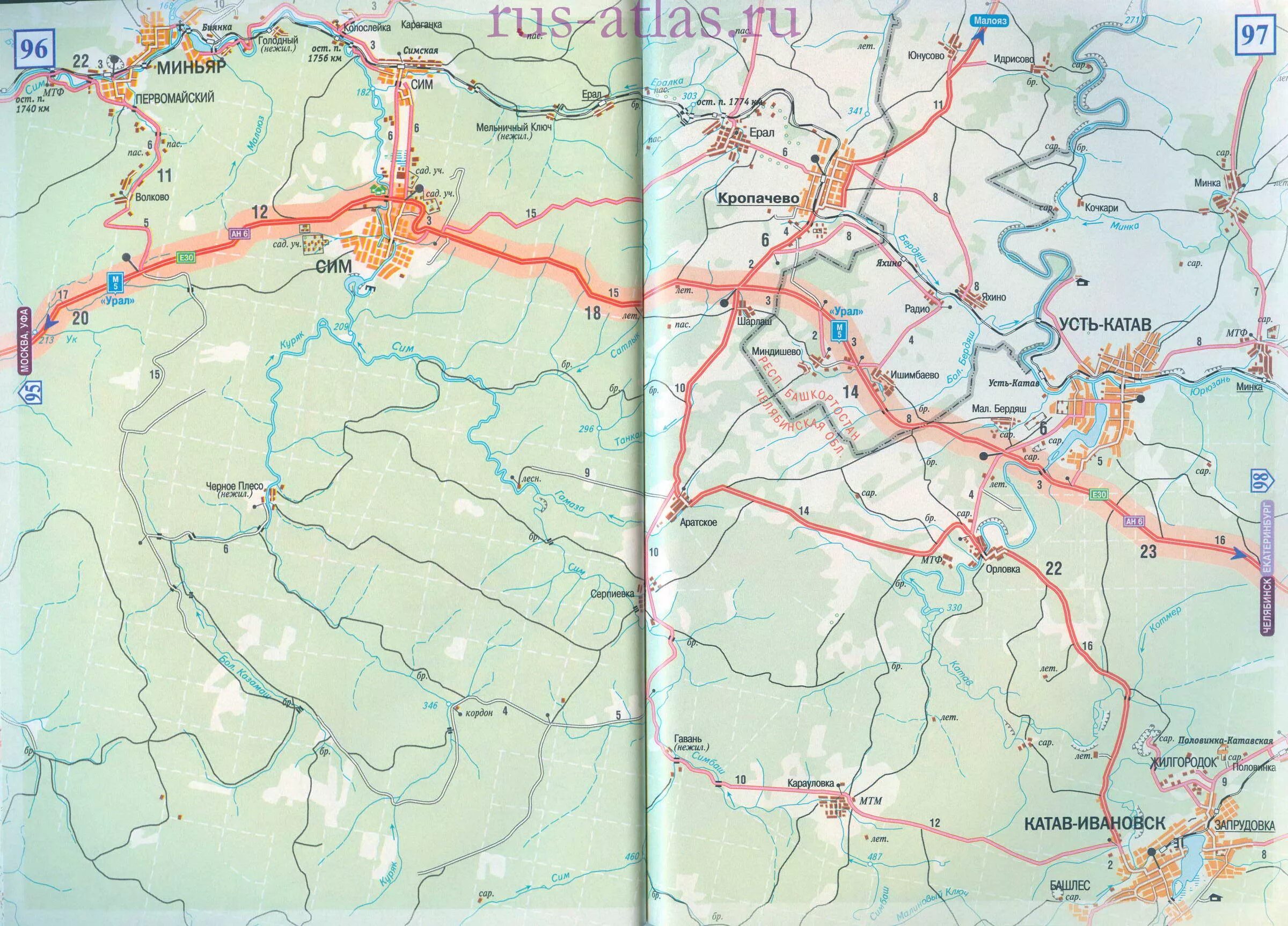 Г сим на карте. Карта автодорог башкирии м-5. карта дороги м5 башкирия. трасса м5 уфа на карте.