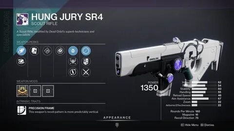 Hung Jury SR4 Scout Rifle Season 19 Seraph Weapon.