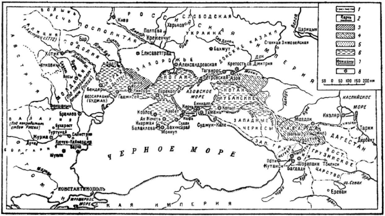 Кючук-Кайнарджийский мир 1774. Крымское ханство 1774. Карта Кючук Кайнарджийский договор.