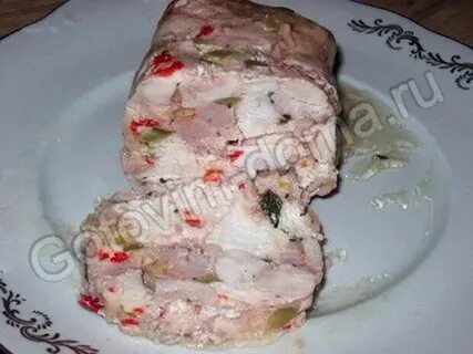 Мраморный рулет из курицы с желатином