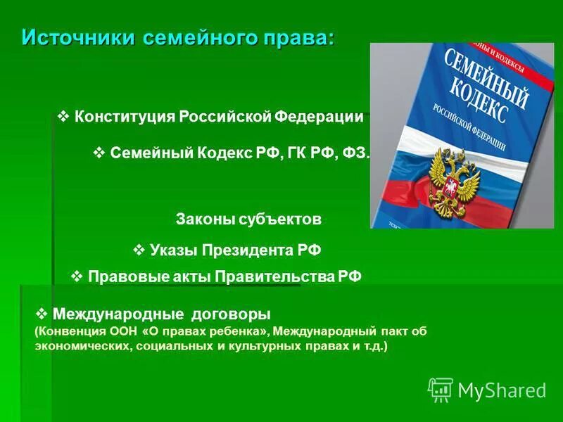 семейный кодекс семейные правоотношения