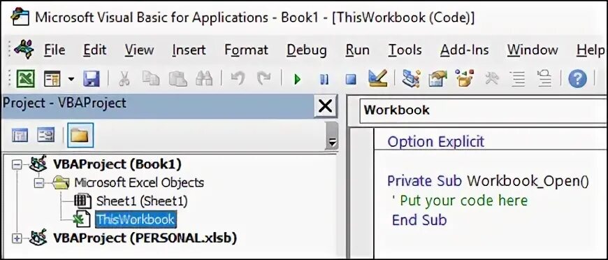 Workbooks open