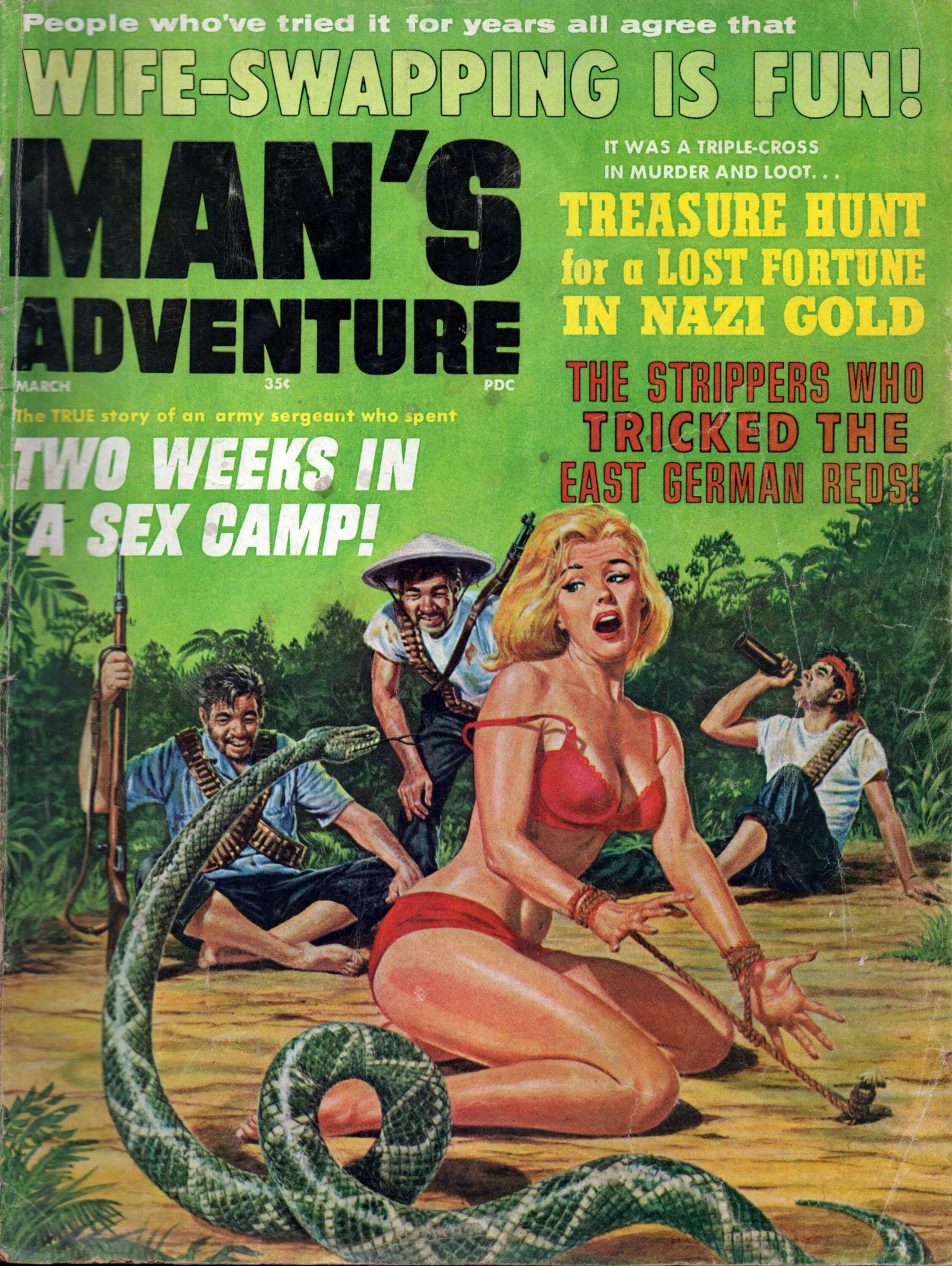 Wife swapping 3. Винтажные журналы для взрослых. Pulp Covers wife swap. Man's Adventure Mar 1966. Exotic Adventures Vintage man men's Pulp.