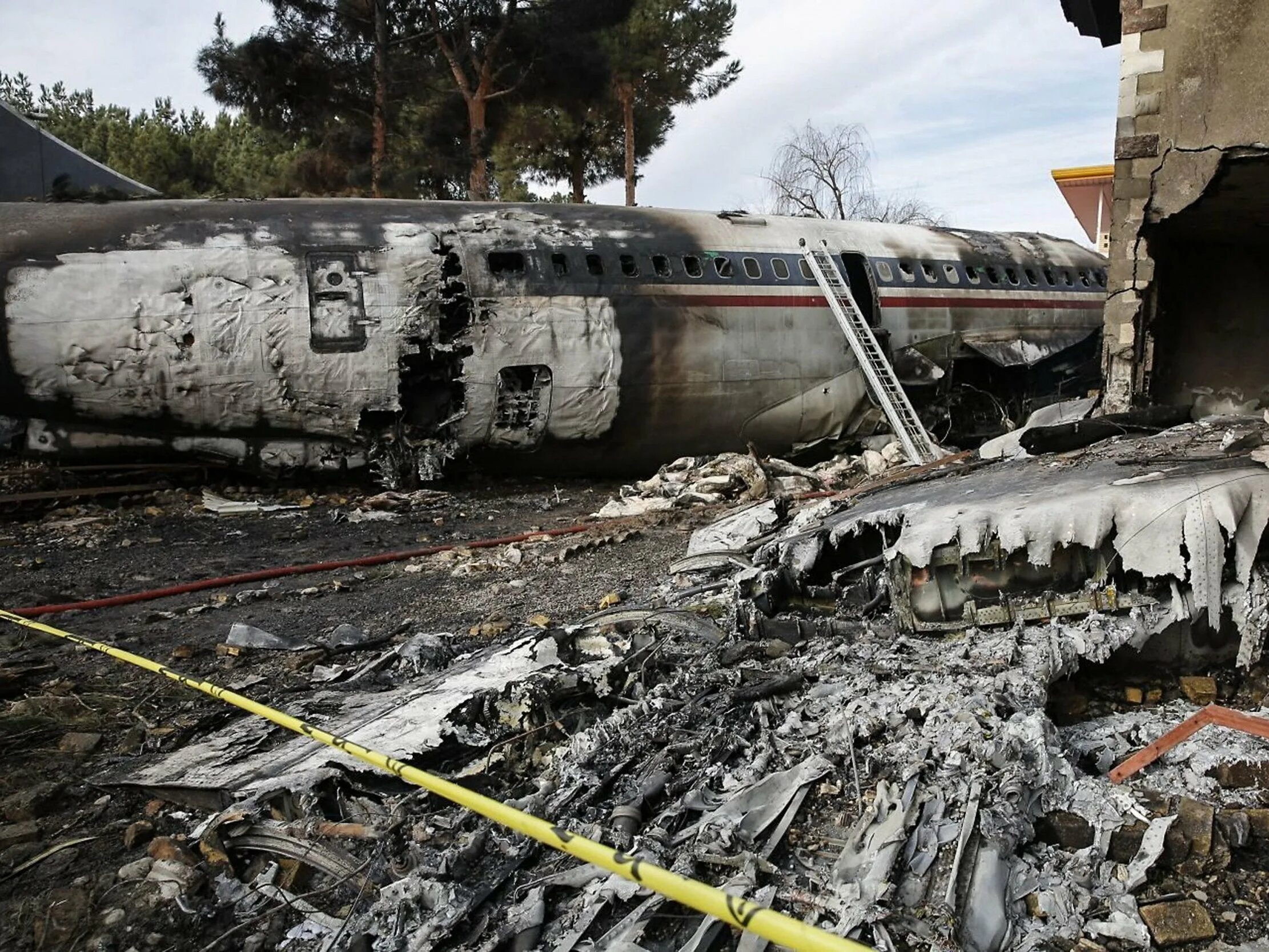 Having crashed plane