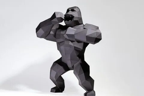 King Kong Paper Craft, Digital Template, Origami, PDF Download DIY, Low Poly, Tr