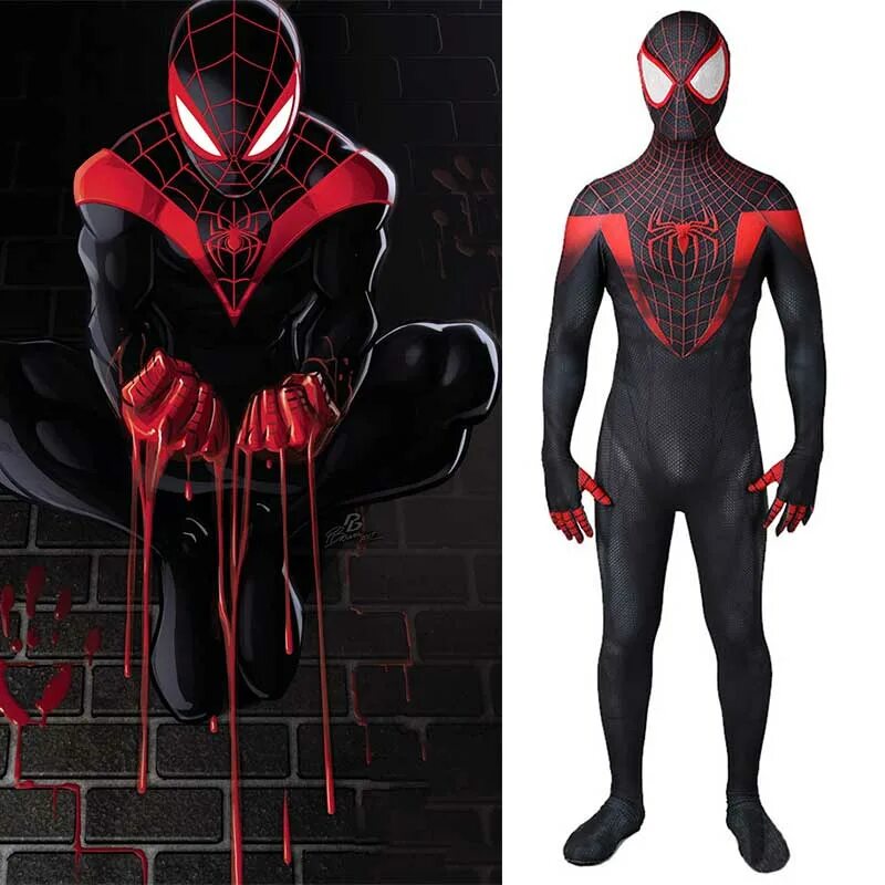 Костюм Miles morales 2020. Spider man Miles morales костюмы. Майлз Моралес костюм. Человек паук Майлз Моралес черный костюм.