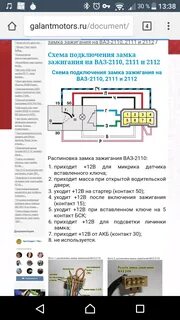 Распиновка замка зажигания ваз