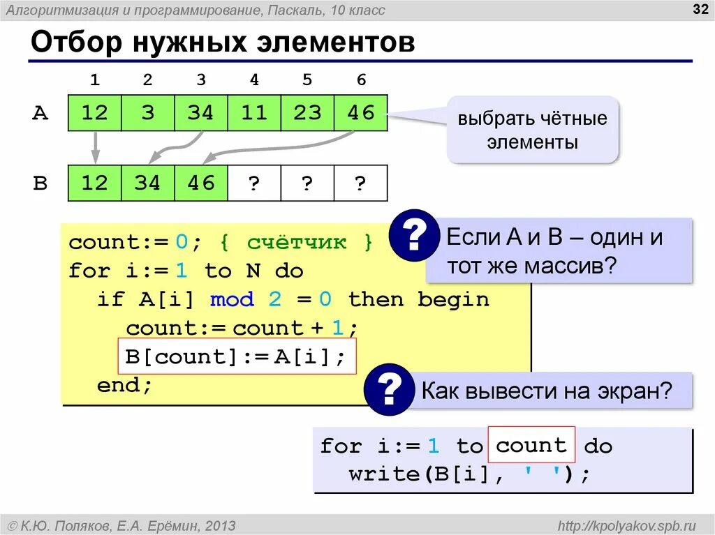 Алгоритм программирования паскаль. Count в Паскале. Что такое массив в программировании. Паскаль отбор нужных элементов. Программирование 10 класс Паскаль.