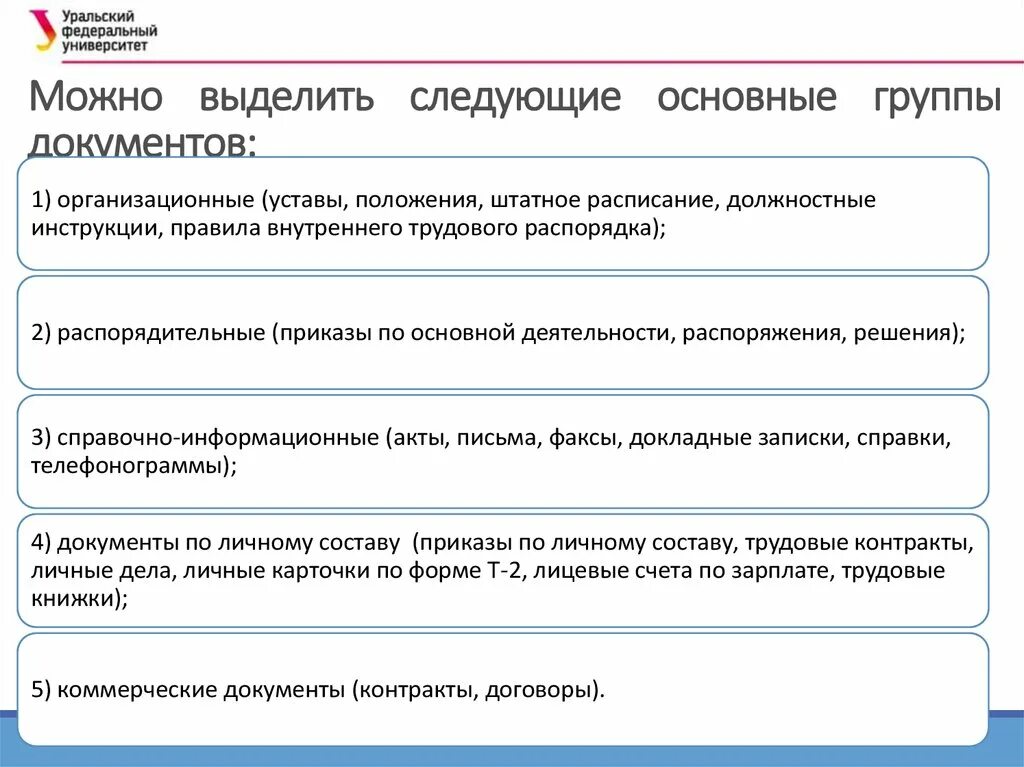 Основные группы документов. Управленческие документы можно разбить на следующие основные группы. В рабочем процессе три группы документов. Какие группы документов выделяются.