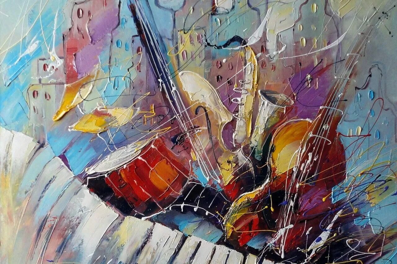 музыкальный пейзаж. яркие иллюстрации. рисунок на тему музыка.