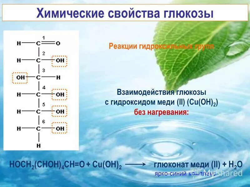 Глюкоза взаимодействует с гидроксидом меди