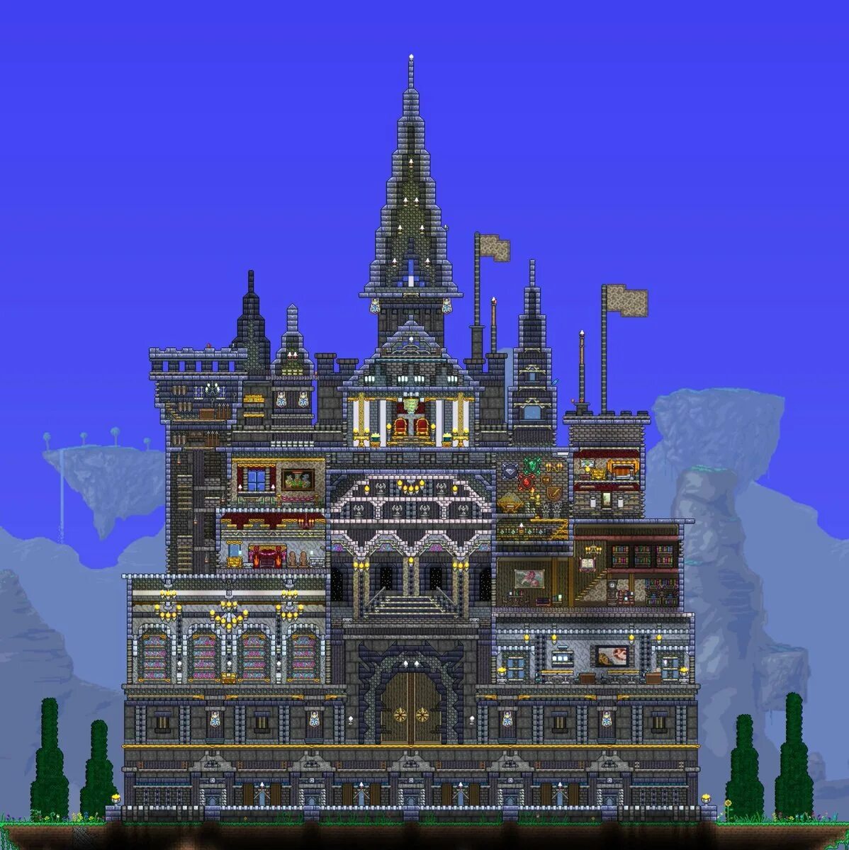 Terraria дома. Terraria дворец. Террария дом башня. Замок террария. Дом в террарии замок.