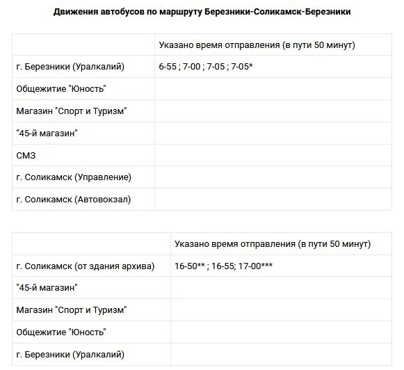 Маршрут 19 автобуса березники