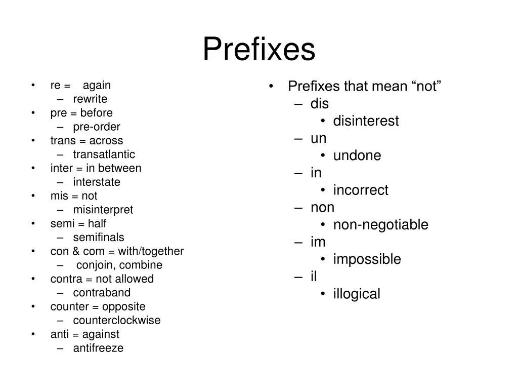 Префикс имени. Префикс Semi. Приставка re. Слова с префиксом over. Prefixes mean “not”?.