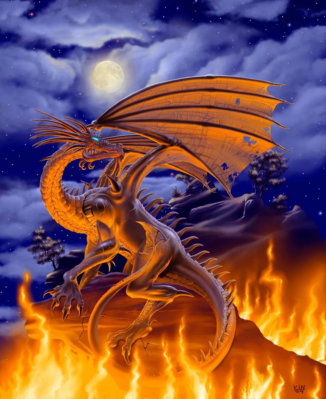 Дракон. Огненный дракон. Огнедышащий дракон. Дракон в огне.