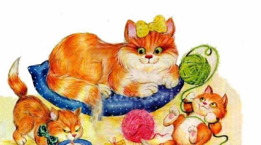 Котенок играет малыша. Кошка с котятами для детского сада. Сюжетная картина кошка. Сюжетная картина кошка с котятами. Картина кошка с котятами для детского сада.