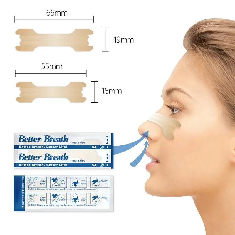 Полоски для носа от храпа. Носовой пластырь. (Nasal strips) BREATHERIGHT. Пластырь на нос от храпа.