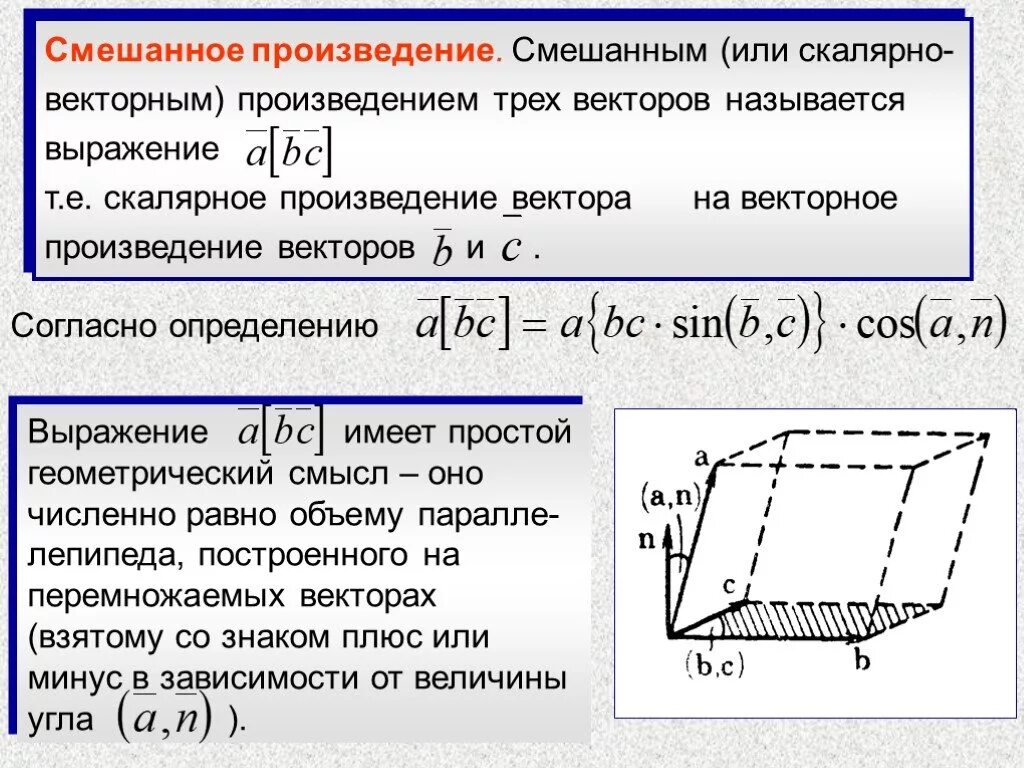 Геометрический смысл произведений. Геометрический смысл векторного произведения. Геометрический смысл смешанного произведения векторов. Смешанное произведение векторов геометрический смысл. Геометрический смысл векторного произведения векторов.