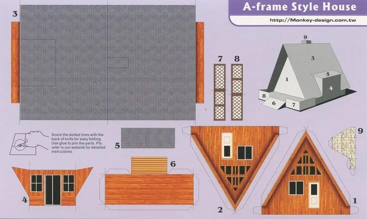 Дом с крышей из бумаги схема House Paper Model Blue stock vector. Illustration of architecture 50989502