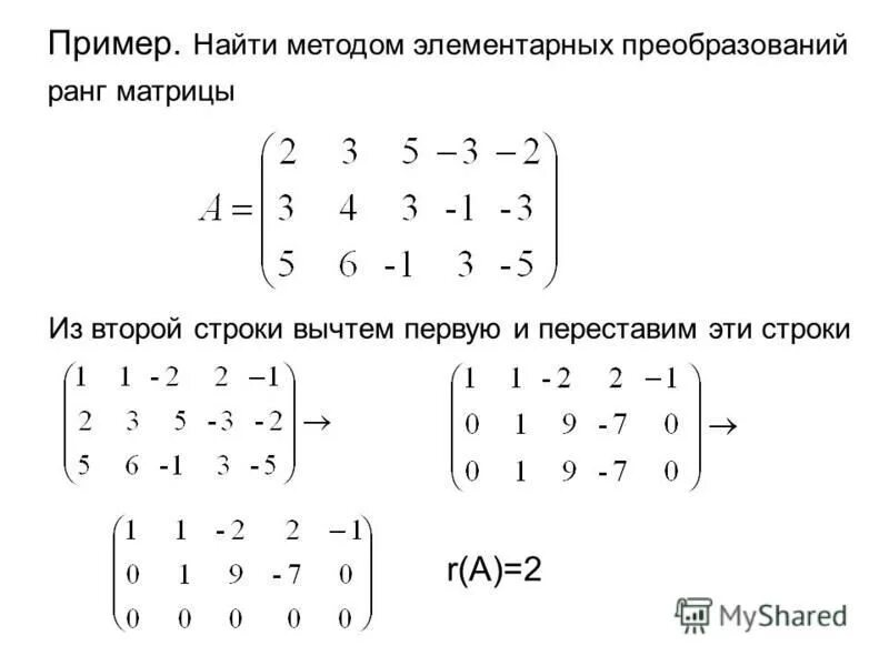 Методы определения матрицы