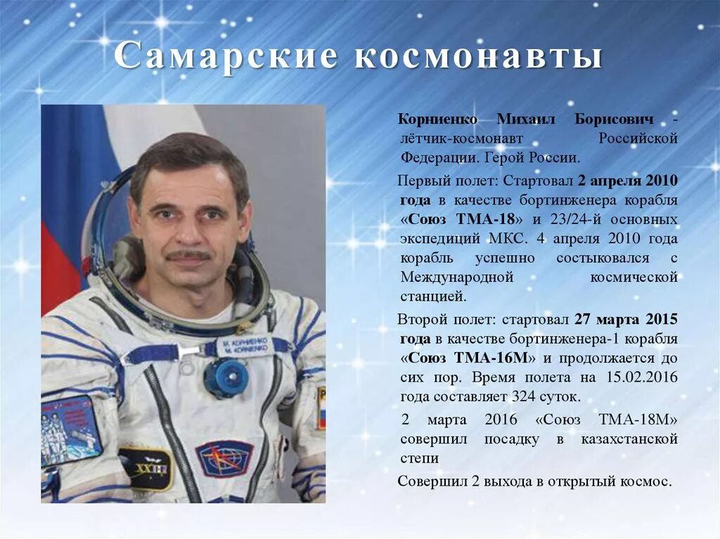 Корниенко космонавт Самара. Известные космонавты современности