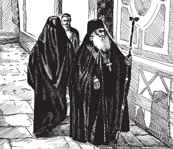 Картинка двух монахов Сергия. Авва Иосиф. Иноки печатать. Двенадцать орлов пятьдесят две галки