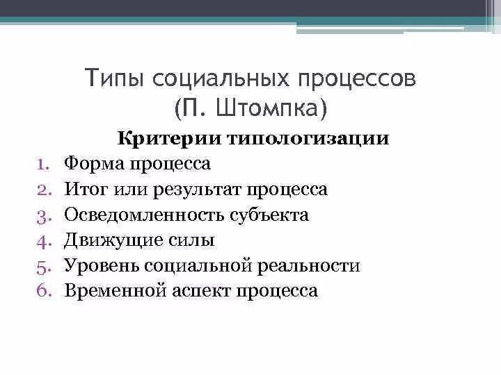 Описание социального процесса. Критерии и формы социального процесса. Типы социальных процессов. Типология социальных процессов. Теория социальных изменений п Штомпки.