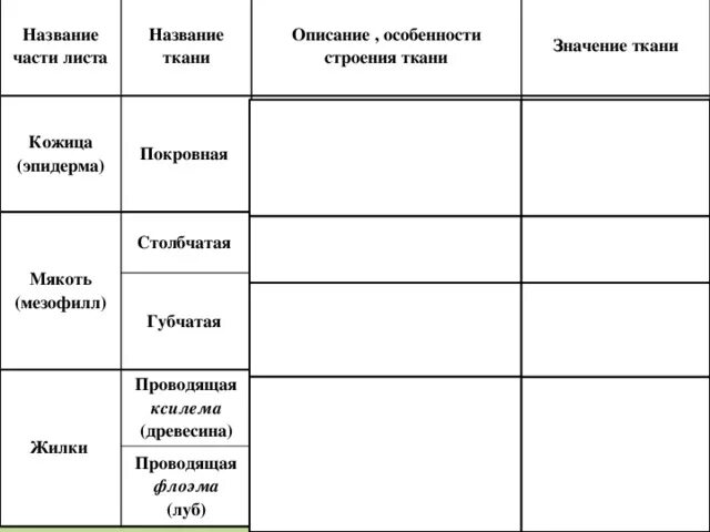 Картинки ЗАПОЛНИТЬ ТАБЛИЦУ ВНУТРЕННЕЕ СТРОЕНИЯ