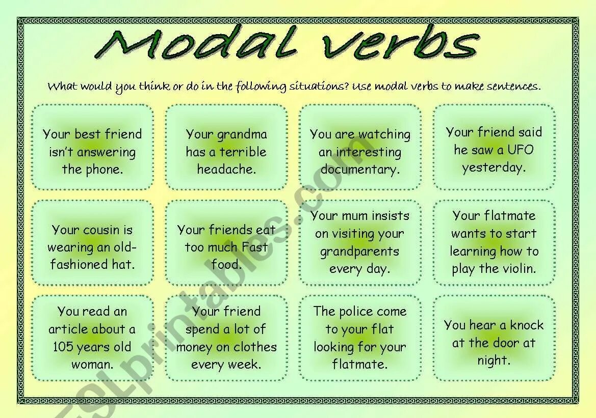 Must have to speaking activities. Modal verbs speaking. Modal verbs game. Must have to game. The situation could be good