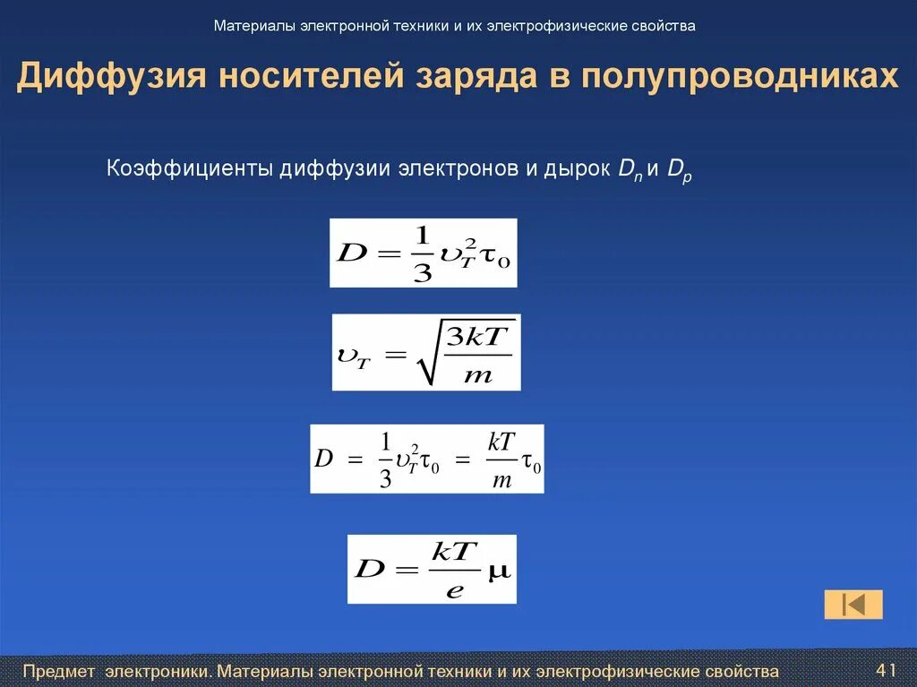 Диффузия носителей. Коэффициент диффузии в полупроводниках. диффузия носителей заряда. диффузия носителей заряда в полупроводниках. коэффициенты диффузии электронов и дырок.