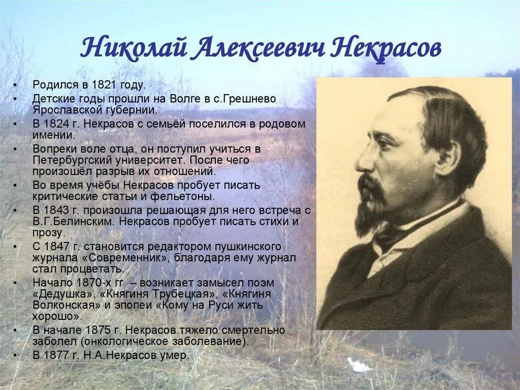 Судьба николая алексеевича. Некрасов 1840.