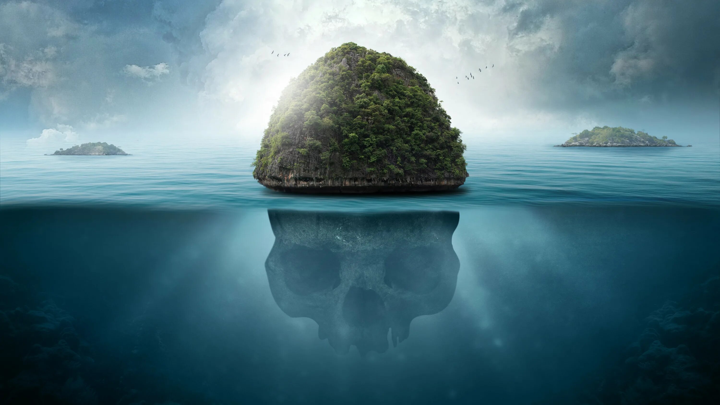Загадочный остров. Остров в океане. Острова и море. Мистический остров. Island вода