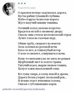 Есенина о красном вечере задумался